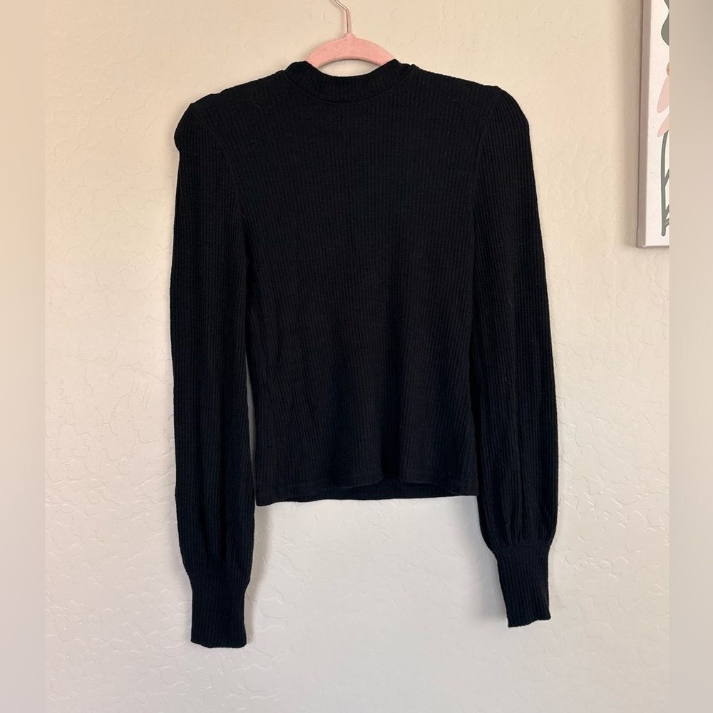 Abercrombie & Fitch Black Puff Sleeve Mockneck Top Small
